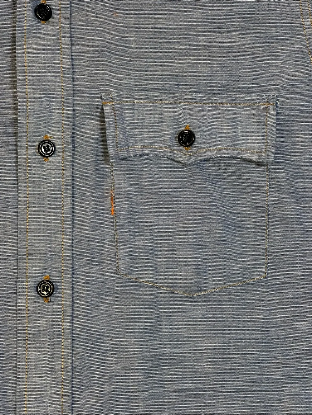 VINTAGE 70s Levi's Orange Tab Chambray Button Up Western Shirt - Mens Medium